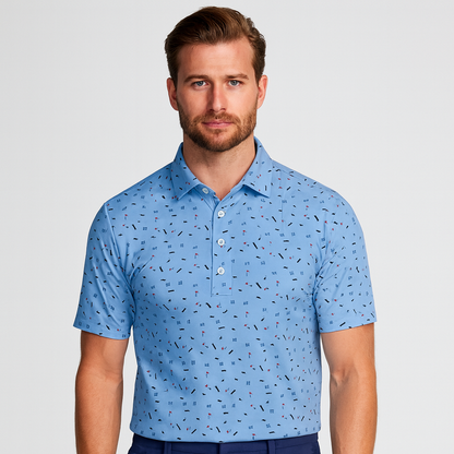 Custom logo Brand Quality Spandex Polyester Sublimation Pattern Print Dry Fit UPF 50+ Sports Mens Polo Golf Shirt