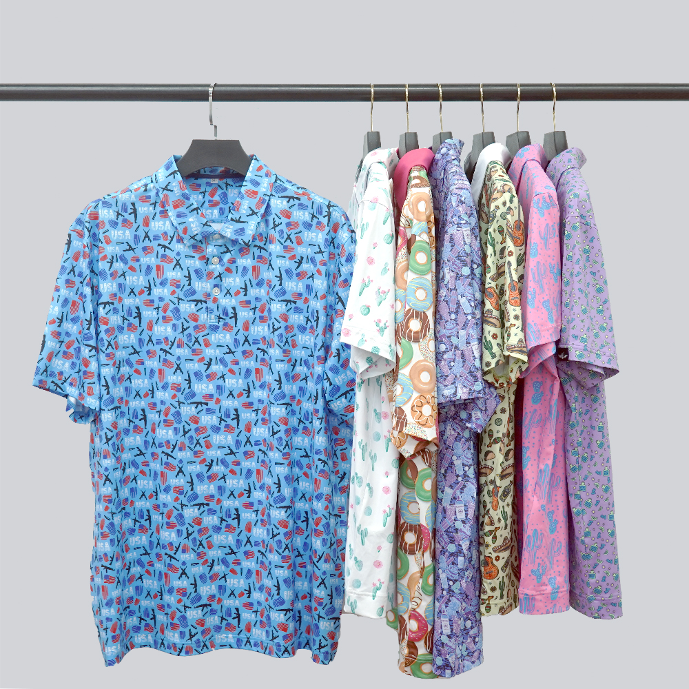 Design High Quality Collection Moisture Wicking logo Customizable All Over Tshirts Polo Golf Clothes for Men