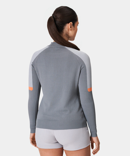 High Quality Ladies Active Wear Long Sleeve Golf Pullover Custom Logo Printed Crewneck Sweatshirt for Autumn Jersey Fabric Stand