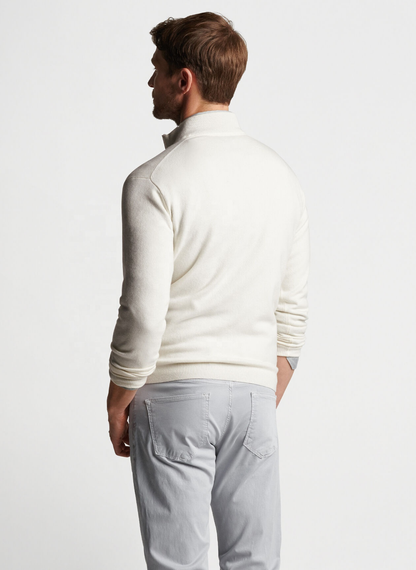 Custom Logo Winter Plain Fleece 1/4 Zip Collar Quarter Zip Pullover White Golf Sweater Men Sweatshirt