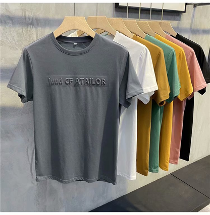 Custom Men Summer Casual Plain Short Sleeved Em Print T-shirt