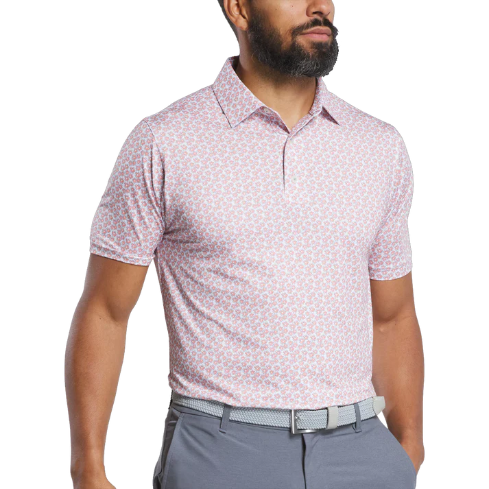 Men's Floral Golf Polo Shirt - Comfortable Play with Stylish Pink Design