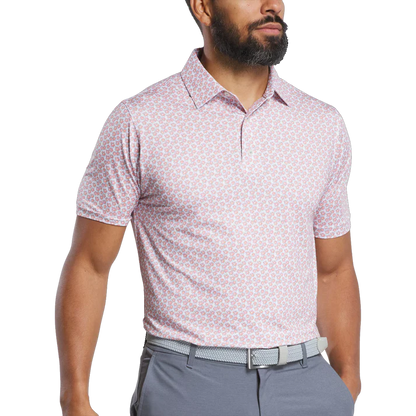 Men's Floral Golf Polo Shirt - Comfortable Play with Stylish Pink Design