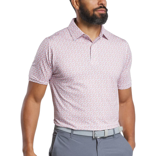 Men's Floral Golf Polo Shirt - Comfortable Play with Stylish Pink Design