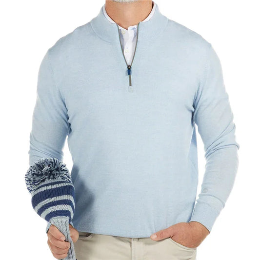 Bulk Custom Custom Logo Performance Fabric Men Plain Solid Color Sherpa Fleece Quarter Zip Pullover Golf Sweatshirts with Logo Embroidery - Manufacturer Qiandao