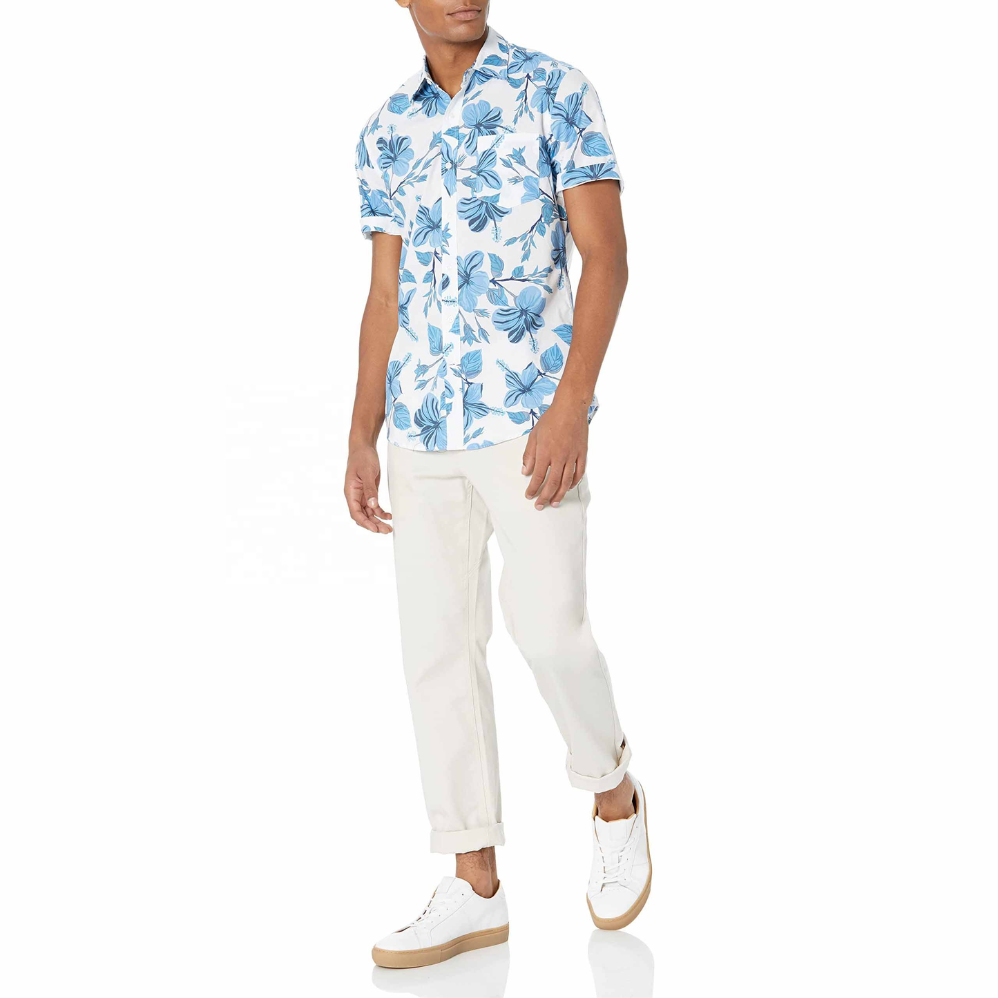 New Design Logo Men's Shirt Essentials Slim-fit Short Sleeve Printed Hawaiian Holiday Men's Shirt