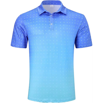 Custom Spandex Polyester Short Sleeve 3D Printed Dry Fit Moisture Wicking 4-Way Stretch Summer Athletic Men Golf Polo Shirts