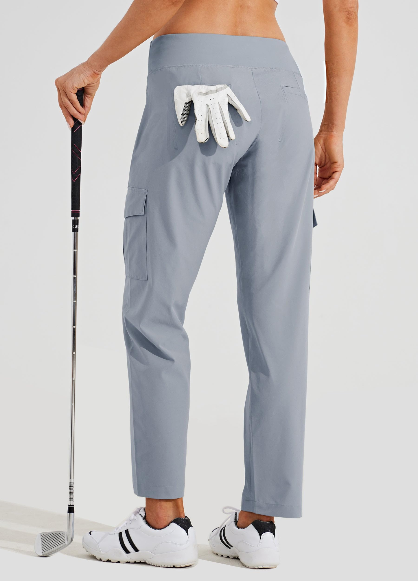 Women's lightweight golf pants with quick-drying and waterproof functions, customized logos, high-waisted, loose-fitting, sporty work pants with travel pockets