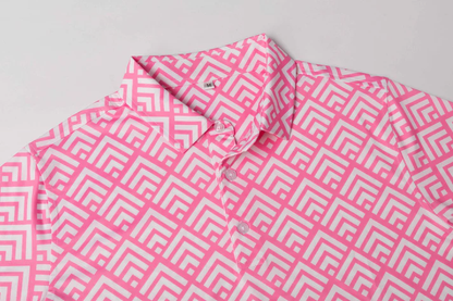 Pink Zigzag Polo Shirt - Antimicrobial Quick Dry Slim Fit for Ultimate Comfort