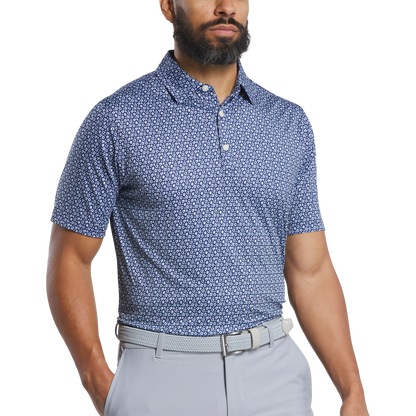 Custom Logo Quick Dry Performance Athletic Casual Spandex Polyester Floral Printed Sublimated Knit Firm Collar Golf Shirt Polos