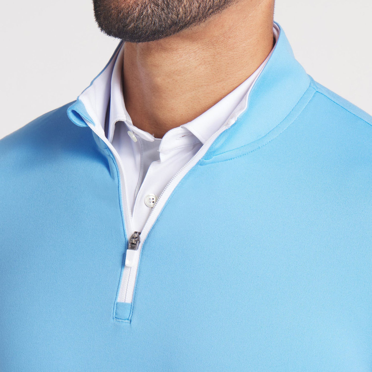 OEM Spandex Polyester Customizable Athletic Men Lightweight Team Light Blue Quarter Zip Sweatshirt Men Golf Pullover