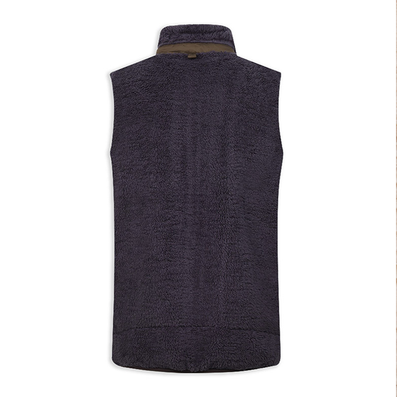 OEM and ODM men's casual golf vests made of polyester with full-zip front-opening and American wool for the lapel in the United States