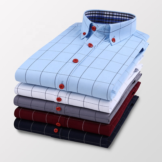 Wholesale Custom Designer 2025 New Men's Business Casual Plaid Shirt Fashion Classic Style Slim Long Sleeve Shirt
