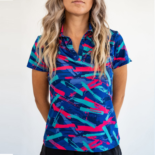 New Design logo Summer Breathable Fashion Print Slim Sports Women Golf Shirts Dry Fit Polo Shirts Women