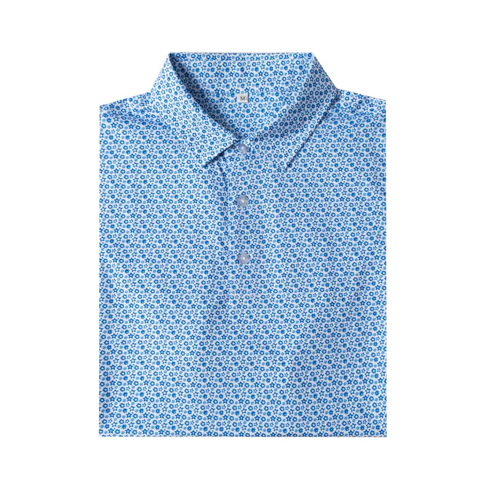 Antimicrobial Quick Dry Polo Shirt with Small Star Pattern in Slim Fit