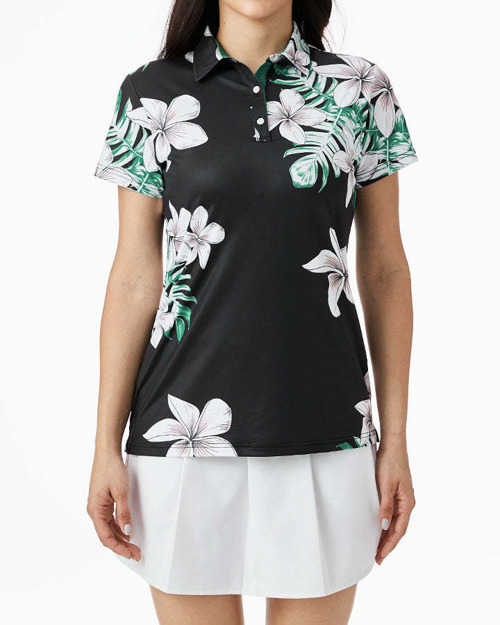 Custom High Quality Digital Print Lady Golf Clothes Quick Drying Slim-fit Plus Size Womens Polo Shirt