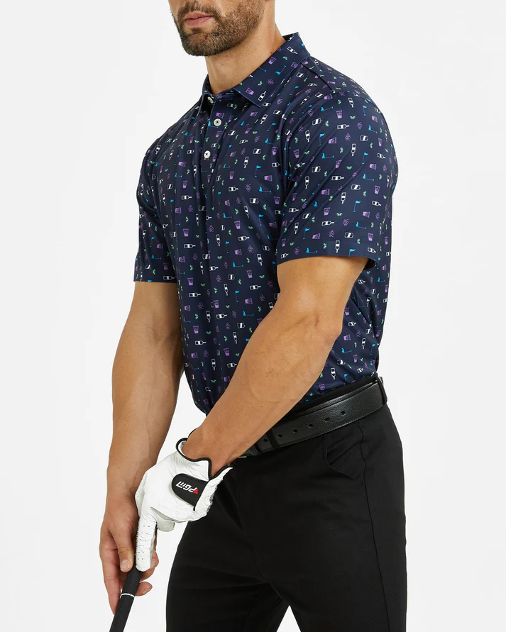 Men's Golf Polo Shirt with Celebration Print for Stylish Play