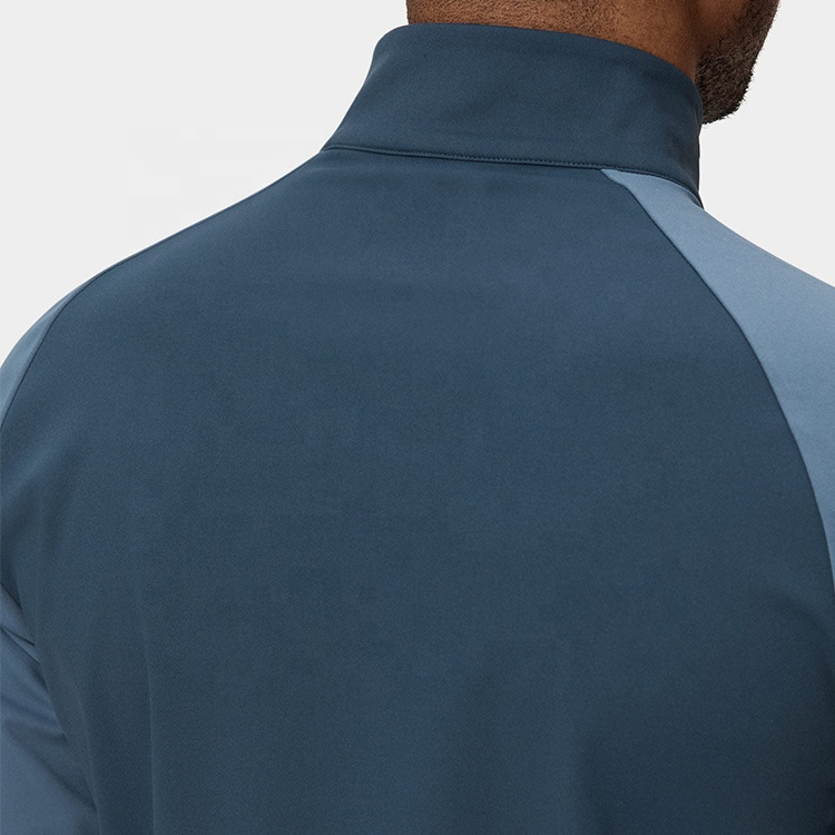 High Quality Spruce Blue Tour Quarter Zip Neck Golf Pullover Raglan Sleeves Half Zip Sweater for Men