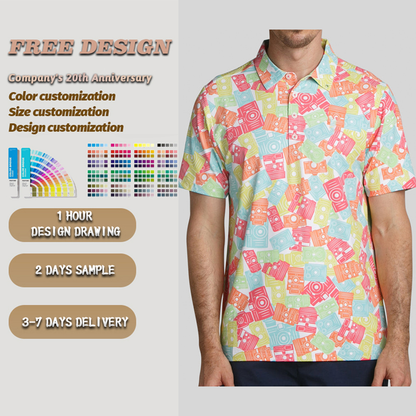 OEM Customized Logo for Polo Shirt High Quality 92% Polyester 8% Spandex Jersey Print Golf Clothes in US Sizes