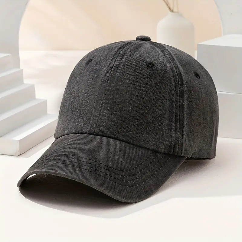 Custom logo retro cotton adjustable unstructured hats, solid-color washed sports baseball caps