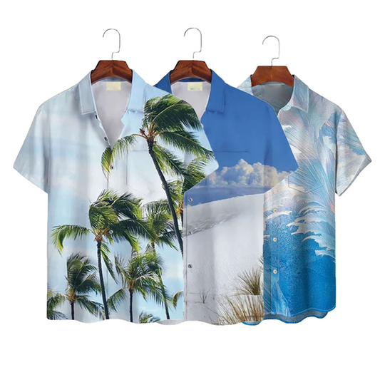 Newly Designed Casual High Quality Summer Sublimation Vacation Silk Vacation Hawaiian Beach Shirt for Men