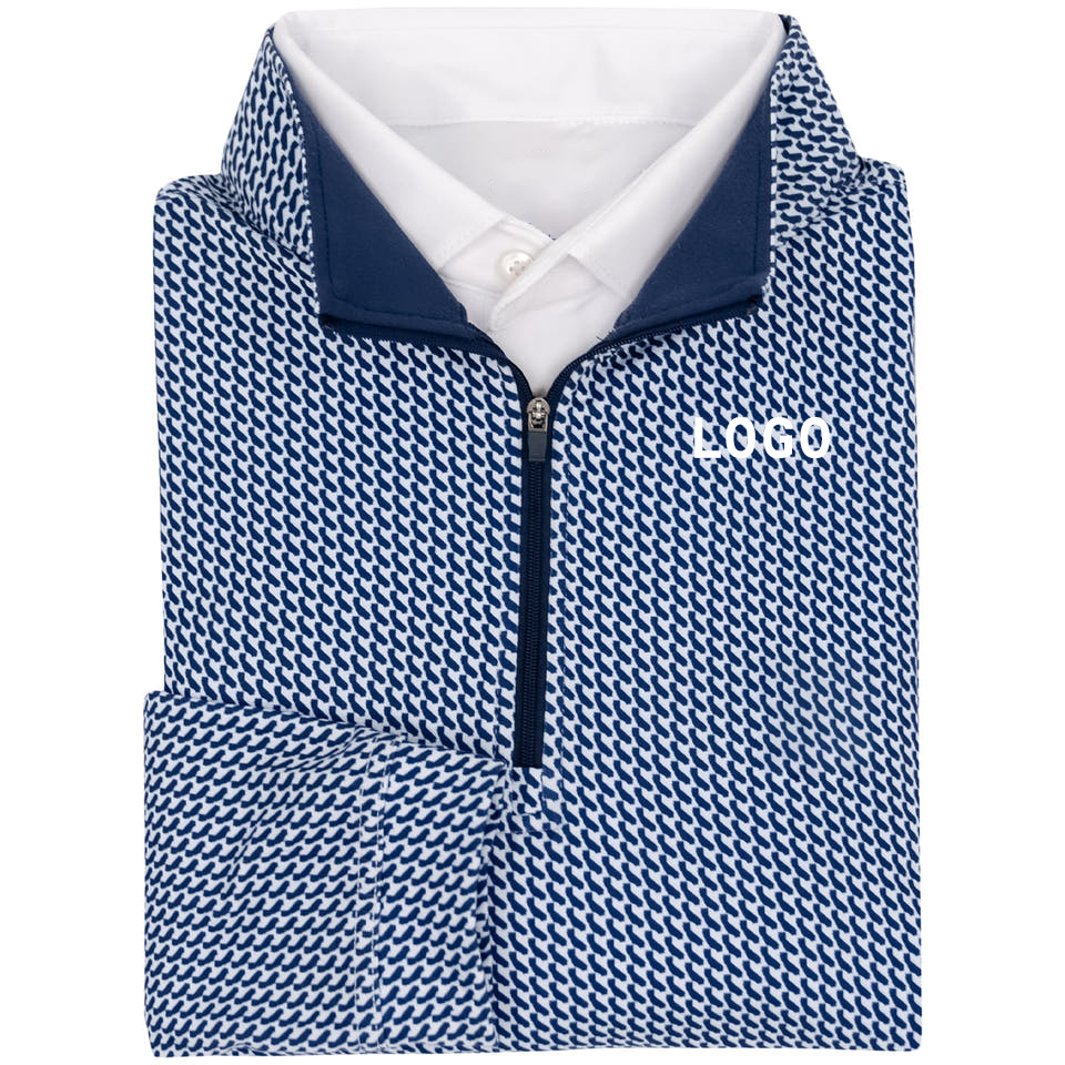 Custom Embroidered logo Anti-wrinkle Sport Long Sleeve Polyester Half Chest Quarter Zip Pullover Golf Jersey for Men