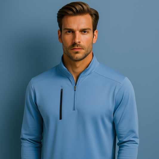 OEM Spandex Polyester Customizable Athletic Men Lightweight Quarter Zip Sweatshirt Men Golf Pullover