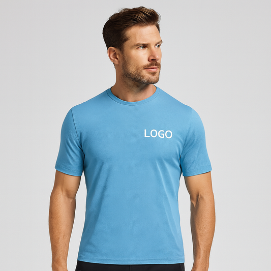 Custom Logo Breathable Quick Dry Blank Sport Dot Print O-Neck T Shirt for Men