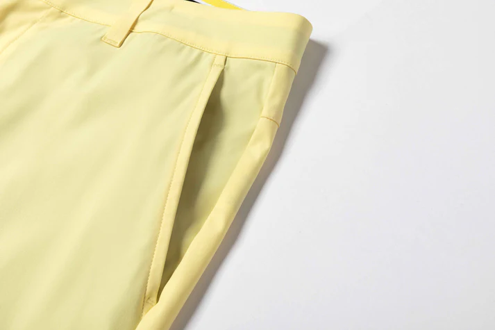 Cream Yellow Wrinkle - Resistant Straight - Leg Casual Pants