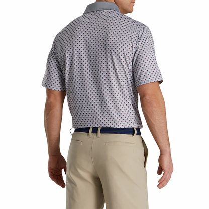 Custom Embroidery Logo Men Geometric Print Lisle Self Collar Performance Golf Sublimated Polo Neck Shirt Manufacturer