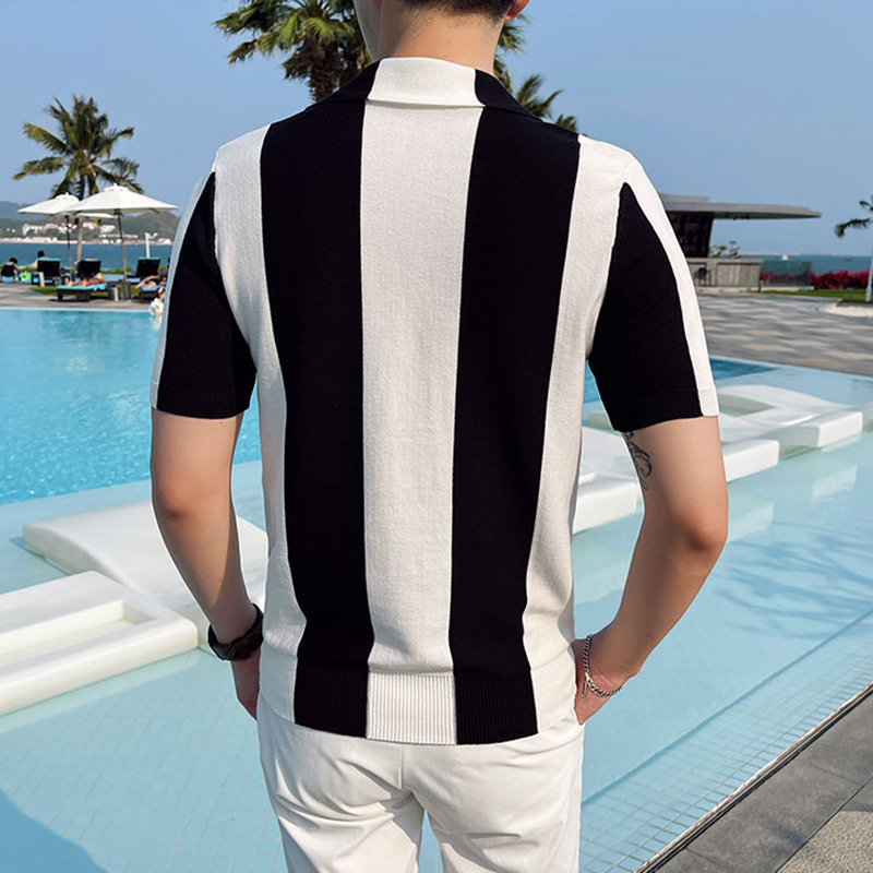 Fashion Short Sleeved Striped Anti Bacterial Comfortable Durable Extension High Quality Men Shirt
