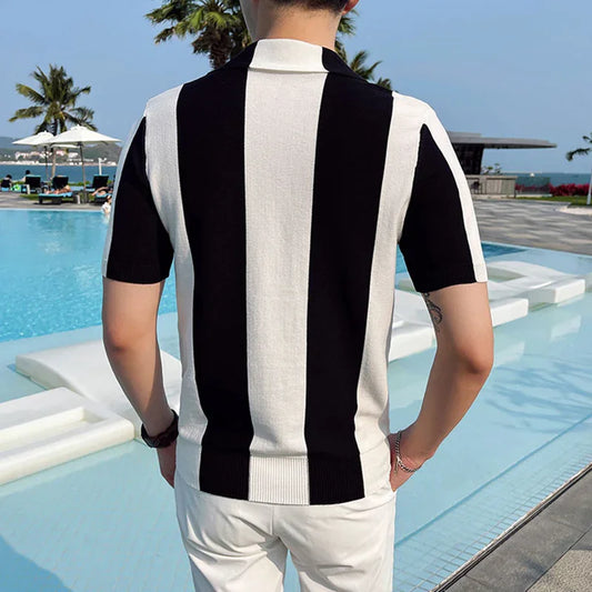 Bulk Custom Fashion Short Sleeved Striped Anti Bacterial Comfortable Durable Extension High Quality Men Shirt with Logo Embroidery - Manufacturer Qiandao