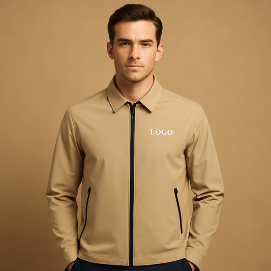 Custom logo High Quality Sport Nylon Hard Shell Plus Size Men s Clothing Khaki Golf Wear Windbreaker Polo Jacket Men