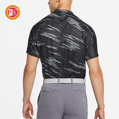 Custom High Quality Polyester Spandex Quick Dry Slim Fit Breathable Blade Collar Polo Golf Shirt for Men
