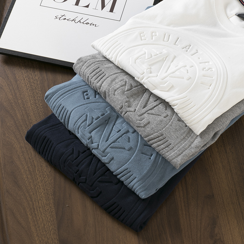 Custom Casual Plain 100% Cotton Men Long Sleeve Price Casual t Shirts for Men 3d Embossed