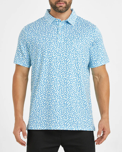 Men's Floral Golf Shirt in Blue for Stylish Performance on the Course