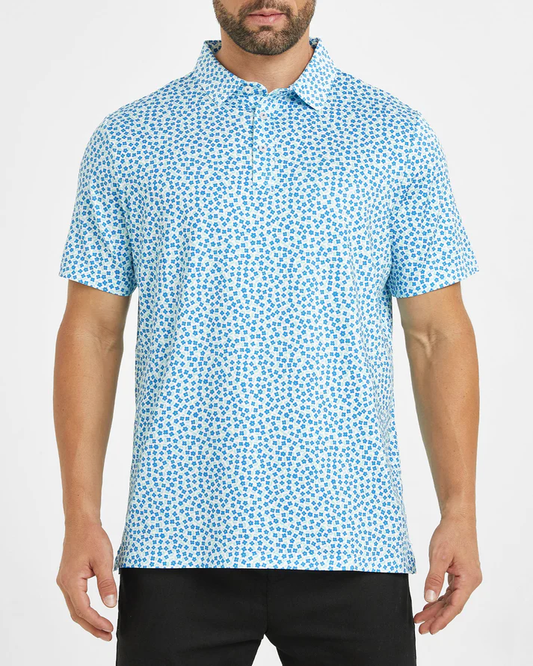 Men's Floral Golf Shirt in Blue for Stylish Performance on the Course