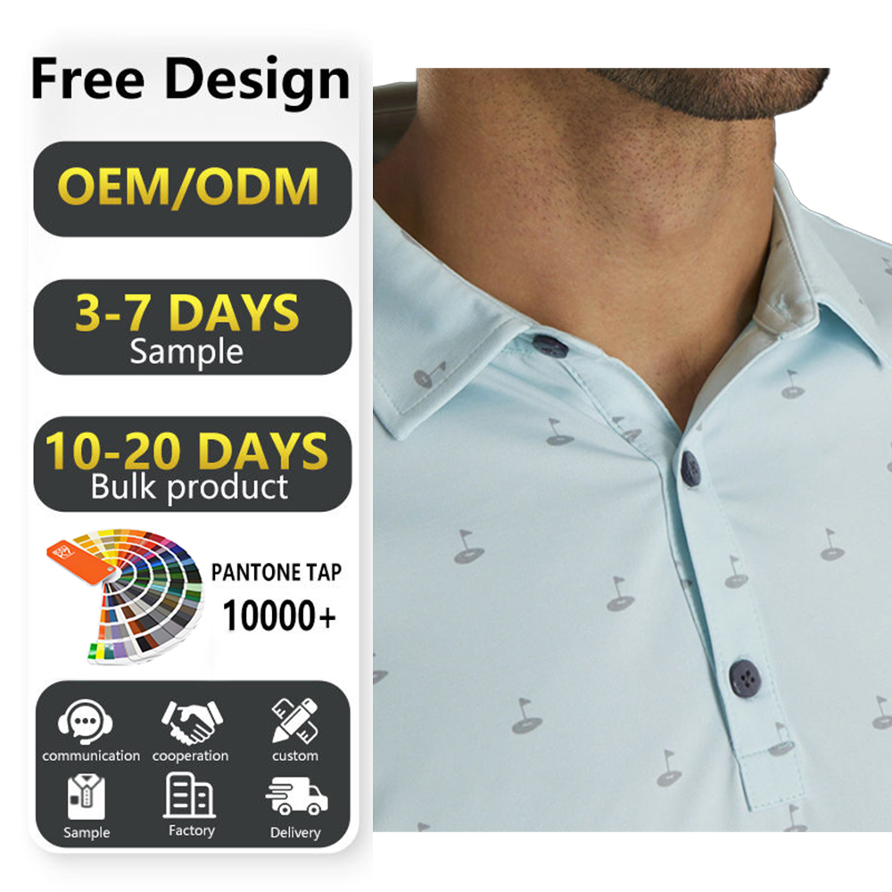 OEM Spandex Polyester Golf Shirts Custom crest Embroidered logo Luxury 4 Way Stretch Casual Golf Polo Shirt for Men