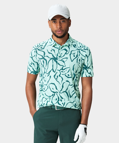 High Quality Men's Casual Loose T-Shirt Custom Logo Athletic Spandex Polyester Mint Floral Golf for Polo Short Sleeved