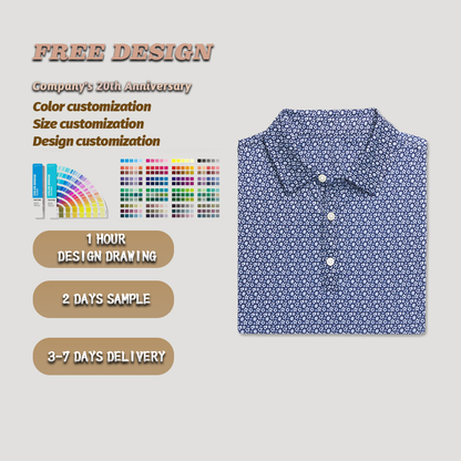 Custom Logo Quick Dry Performance Athletic Casual Spandex Polyester Floral Printed Sublimated Knit Firm Collar Golf Shirt Polos