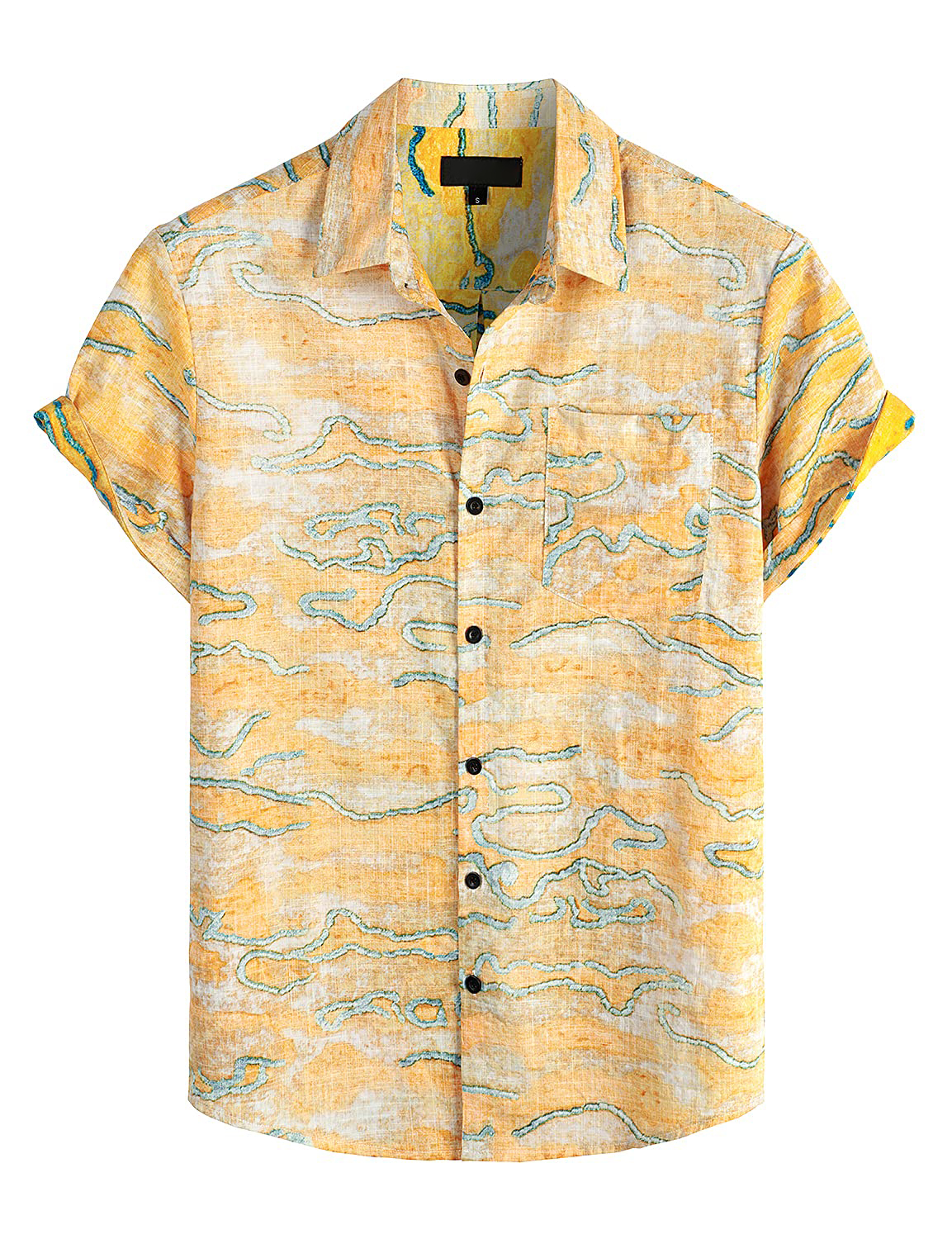 Custom Vacation Cotton Linen Hawaiian T-shirts Casual Loose Beach Hawaiian Shirt Beach Shirts Men