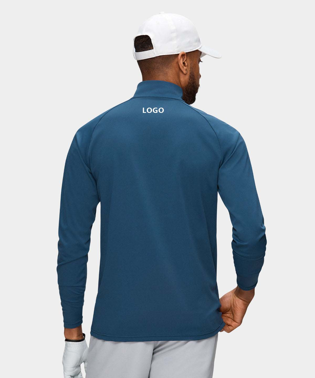 Custom Logo Print Luxury Long Sleeve 1/4 Quarter Zip Collar Fitness Sport Golf Pullover Hoodies Sweatshirts for Men