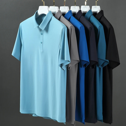 New 4 Way Stretch Elastic Plus Size High Quality Anti-wrinkle Mesh Ice Silk Breathable Seamless Knitted Golf Polo Shirt for Men