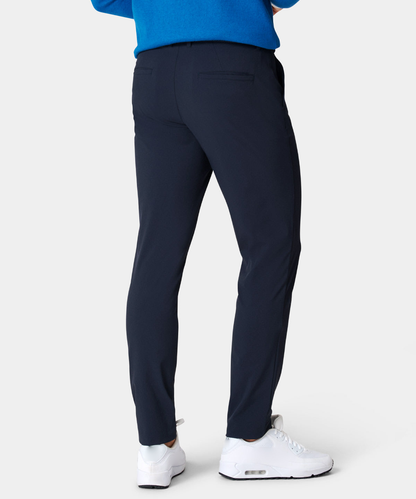 Luxurious high-performance sport navy blue lightweight pants, four-way stretch quick-drying body-hugging golf pants, made from recycled materials