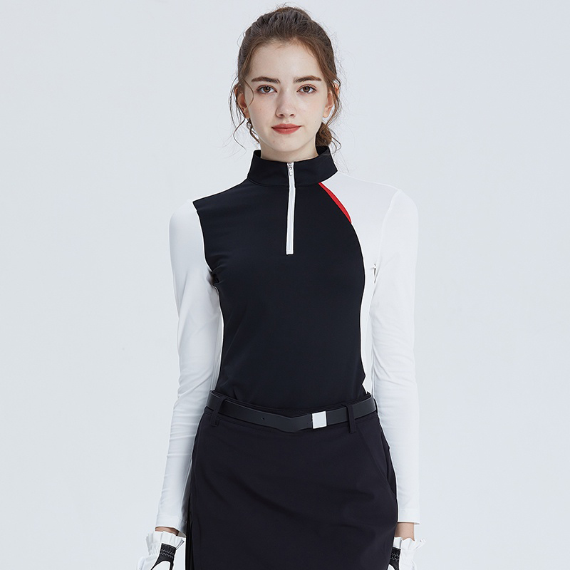 Custom Slim Tops Ladies Women's Autumn Golf Pullover Stand Collar 3/4 Zip Jumper with Printed Logo Quarter Zip Sweatshirt