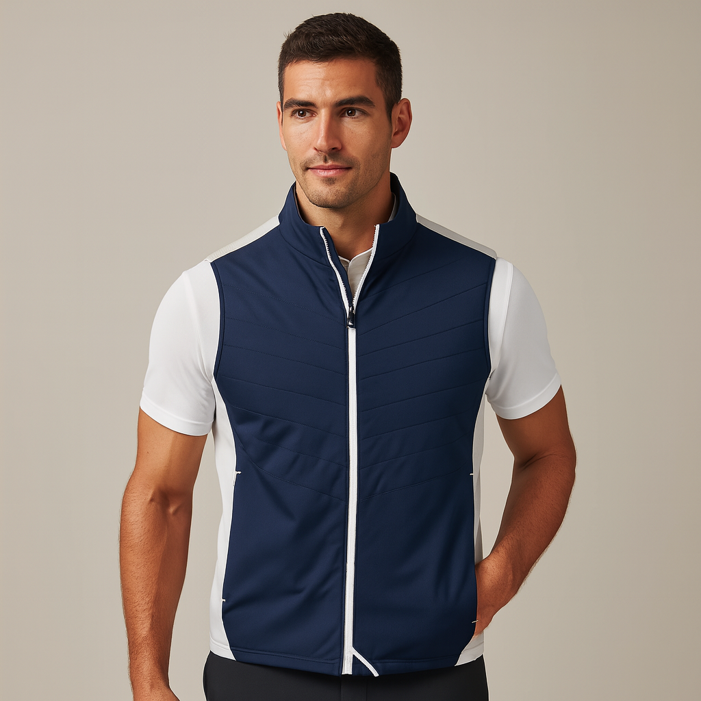 Custom logo embroidered breathable men's lightweight soft shell vests, windproof sleeveless jackets, suitable for traveling, hiking, running and golf