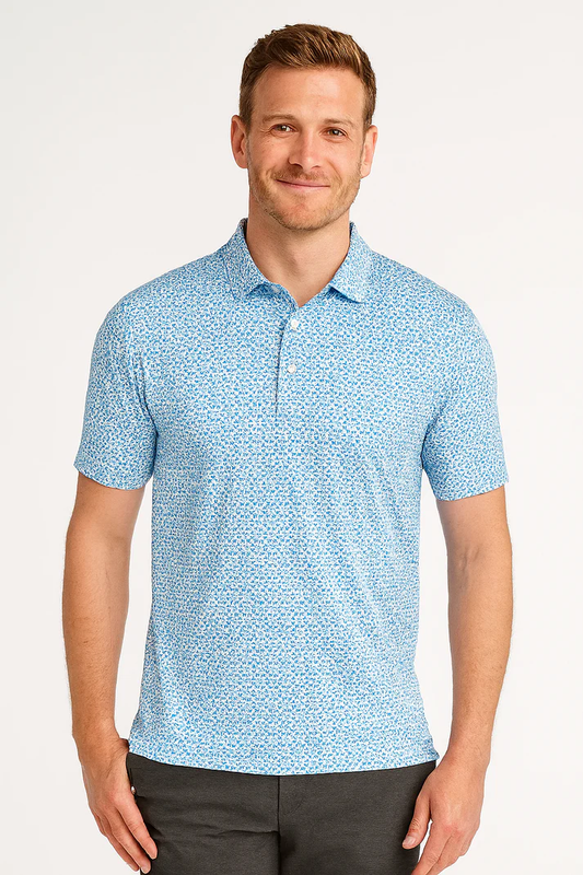 Antimicrobial Quick Dry Polo Shirt with Small Star Pattern in Slim Fit