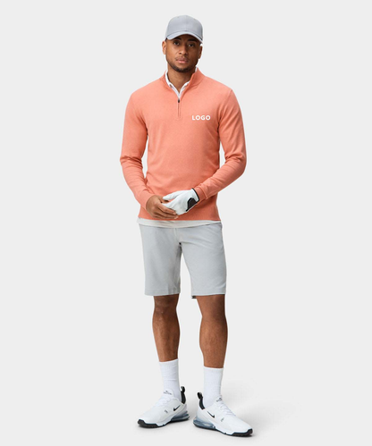 Custom Logo Print Plain Dyed Solid Sport Golf High Quality 1/4 Quarter Zip Collar Hoodie Pullover Sweatshirts for Men