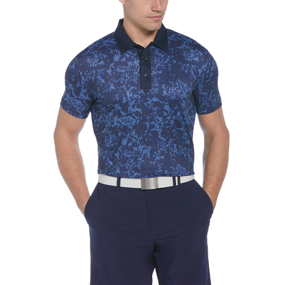 Custom Logo Pattern High Quality Performance Men Contrast Trim All Over Print 94 Polyester 6 Elastane Shirt Golf Polos