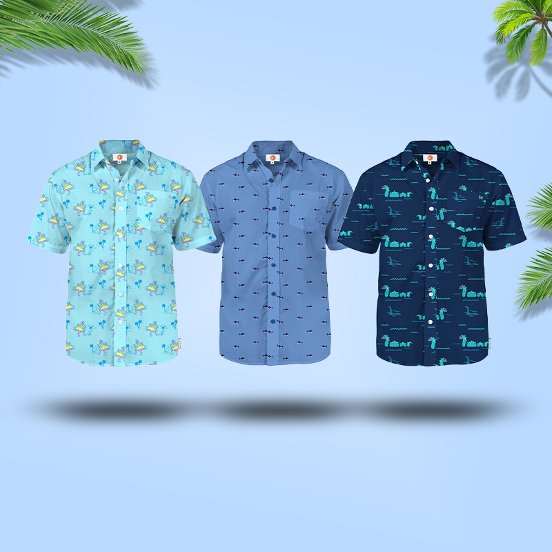 High-definition Digital Printing Custom Logo Patterns Short Sleeves Aloha Hawaiian Shirts for Men